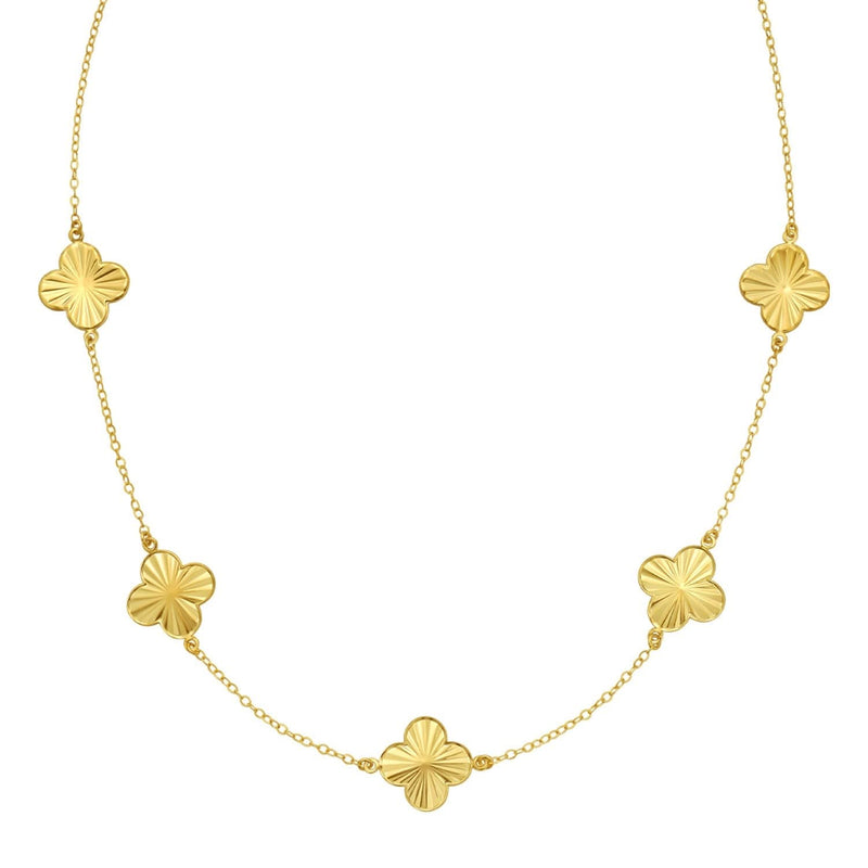14K Yellow Gold Clover Necklace 14K yellow gold clover pendant necklace with fixed bail
