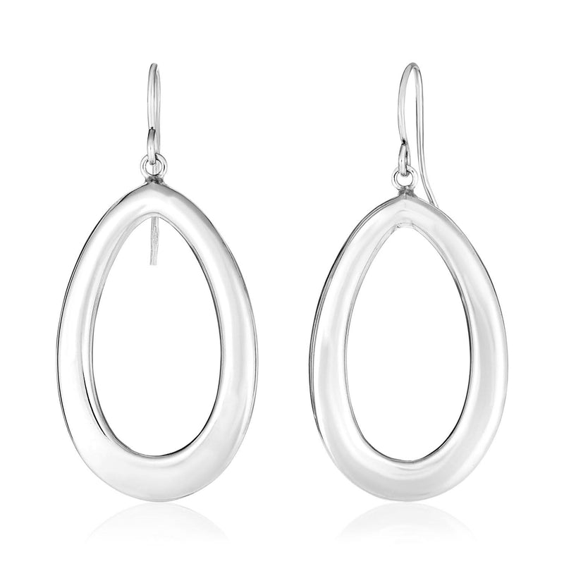Sterling Silver Polished Puffed Teardrop Motif Dangle Earrings 925 sterling silver puffed teardrop dangle earrings with polished finish