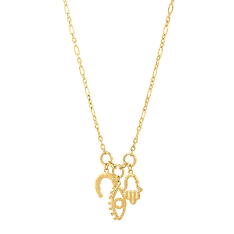 Drop Necklace with Lucky Charms in 14K Yellow Gold 14K yellow gold drop necklace with lucky charms