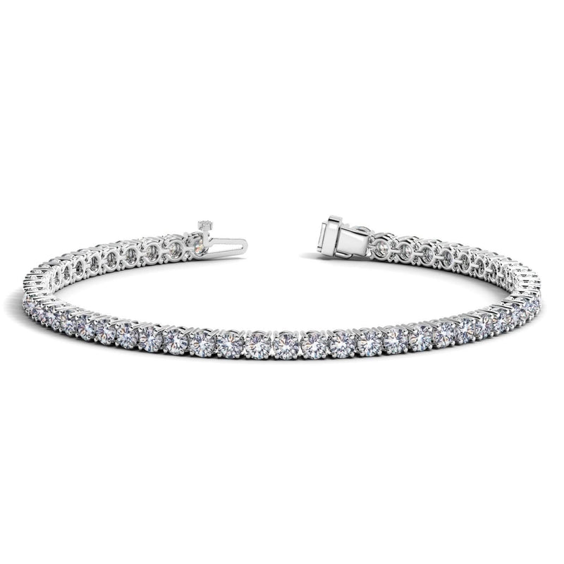 Lab Grown Round Diamond Tennis Bracelet in 14k White Gold (6 cctw F/G VS2/SI1) 14K white gold tennis bracelet with round diamond stones in a continuous line