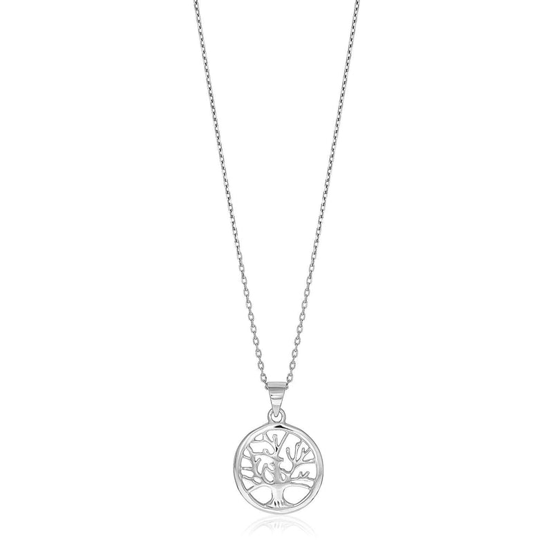 Sterling Silver inch Round Tree of Life Necklace 925 sterling silver round Tree of Life pendant necklace with open cutwork