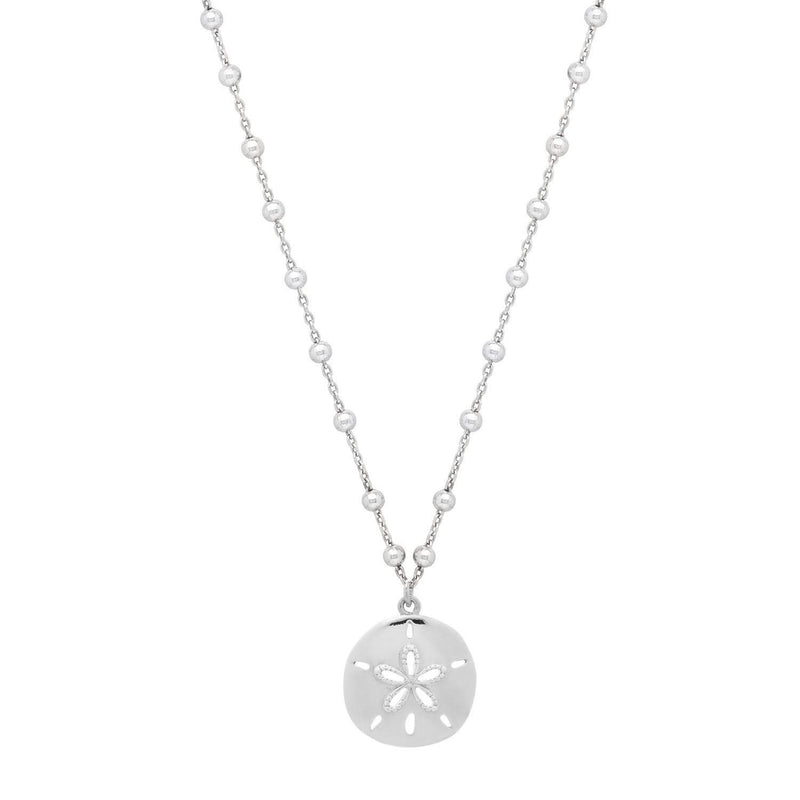 Sterling Silver Rhodium Plated Sand Dollar Necklace 925 sterling silver rhodium plated sand dollar pendant necklace
