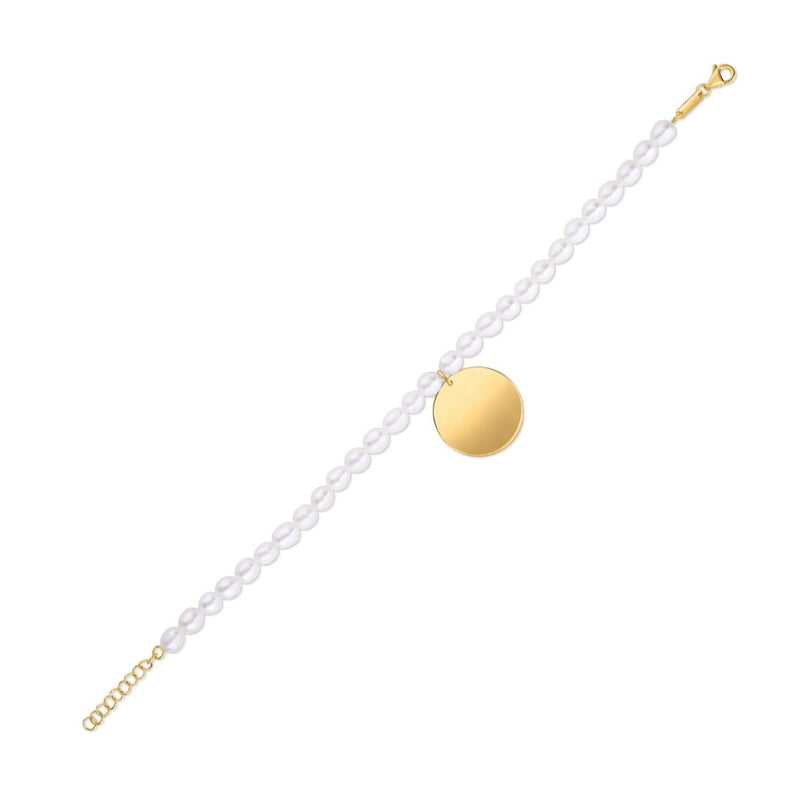 14k Yellow Gold Pearl Tag Charm Bracelet 14K yellow gold bracelet with pear pearl tag charm