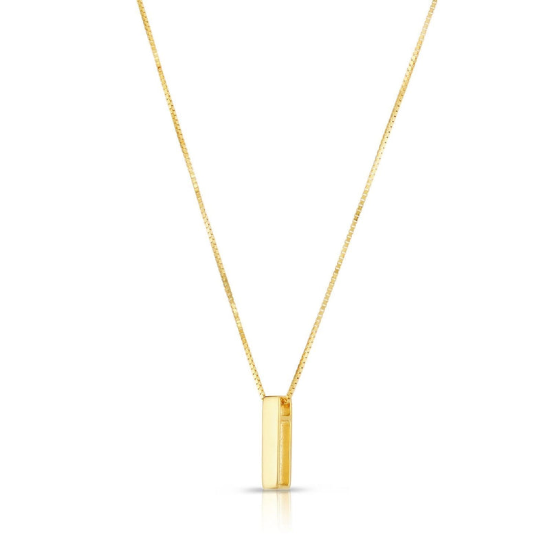14K Yellow Gold Yours Truly Block Letter Initial I Necklace 14K yellow gold block letter initial I pendant necklace