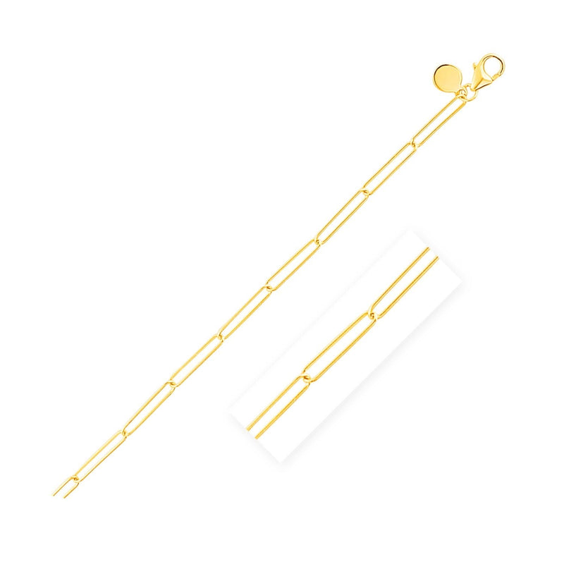 14k Yellow Gold Wire Paperclip Chain (2.70 mm) 14K yellow gold paperclip chain with elongated oval links, 2.70 mm wire