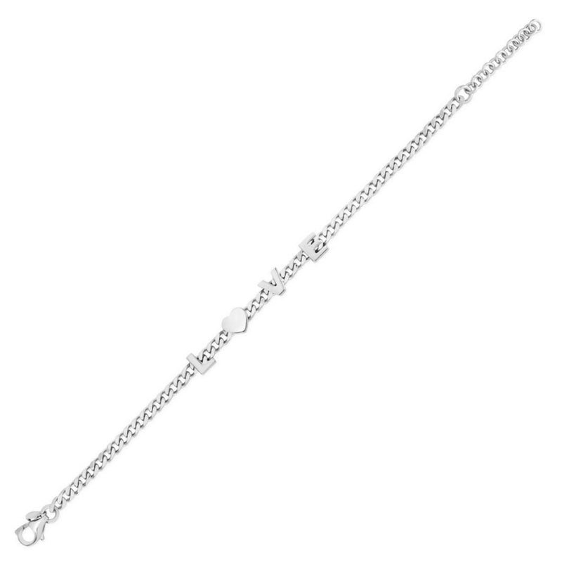 Sterling Silver Rhodium Plated Love Chain Bracelet 925 sterling silver rhodium plated love chain link bracelet