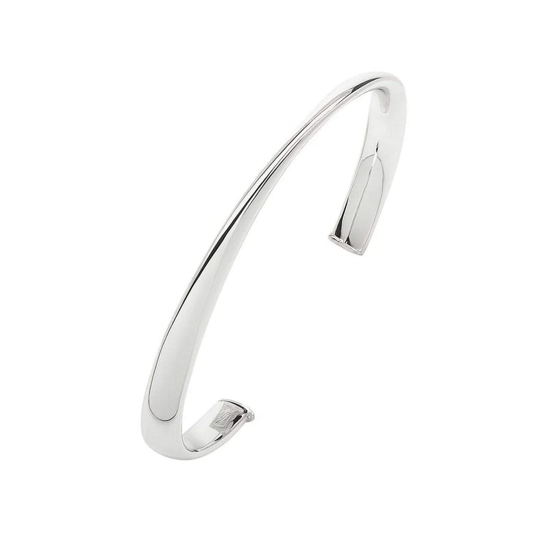 Sterling Silver Rhodium Plated Sculpted Cuff Bangle Sterling silver rhodium plated sculpted cuff bangle with open back