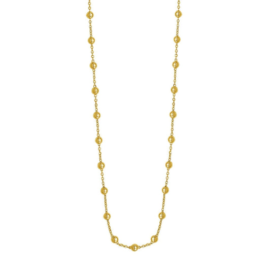 14K yellow gold beaded layering necklace with round gold Saturn beads
