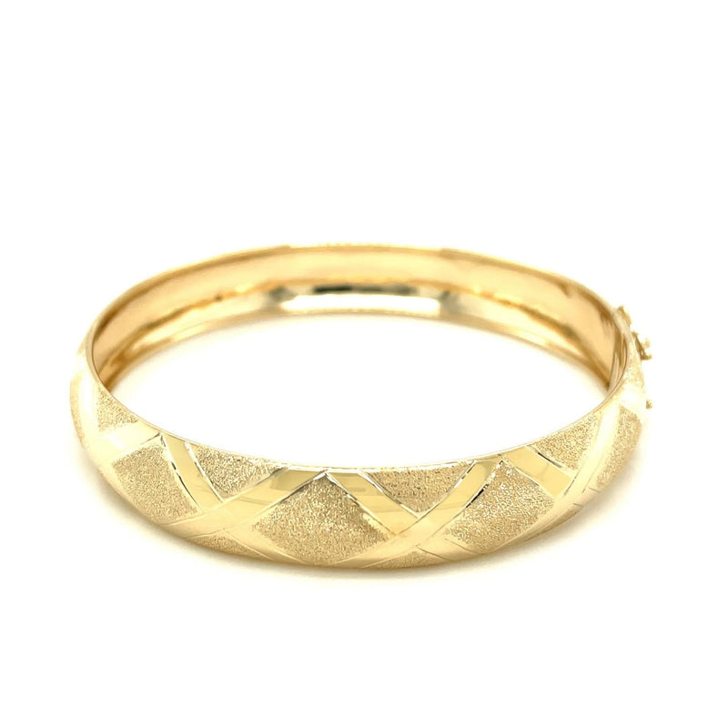 10k Yellow Gold Dual-Textured Diamond Pattern Bangle (12.00 mm) Product Image