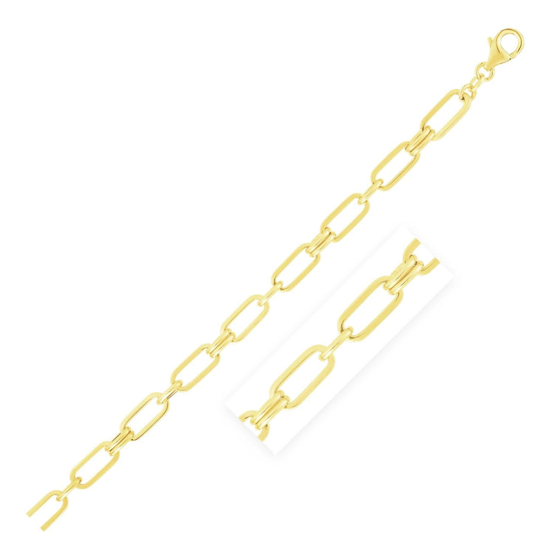 14k Yellow Gold High Polish Paperclip Rondel Link Chain Bracelet (5.60 mm) 14K yellow gold paperclip rondel link chain bracelet with high polish finish