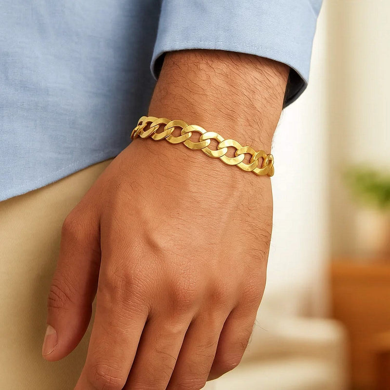 14k Yellow Gold Solid Curb Bracelet 12.18mm Product Image
