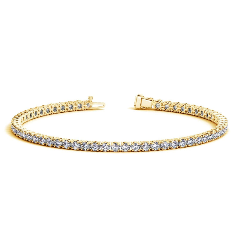 Lab Grown Round Diamond Tennis Bracelet in 14k Yellow Gold (4 cctw F/G VS2/SI1) 14K yellow gold tennis bracelet with round diamond stones