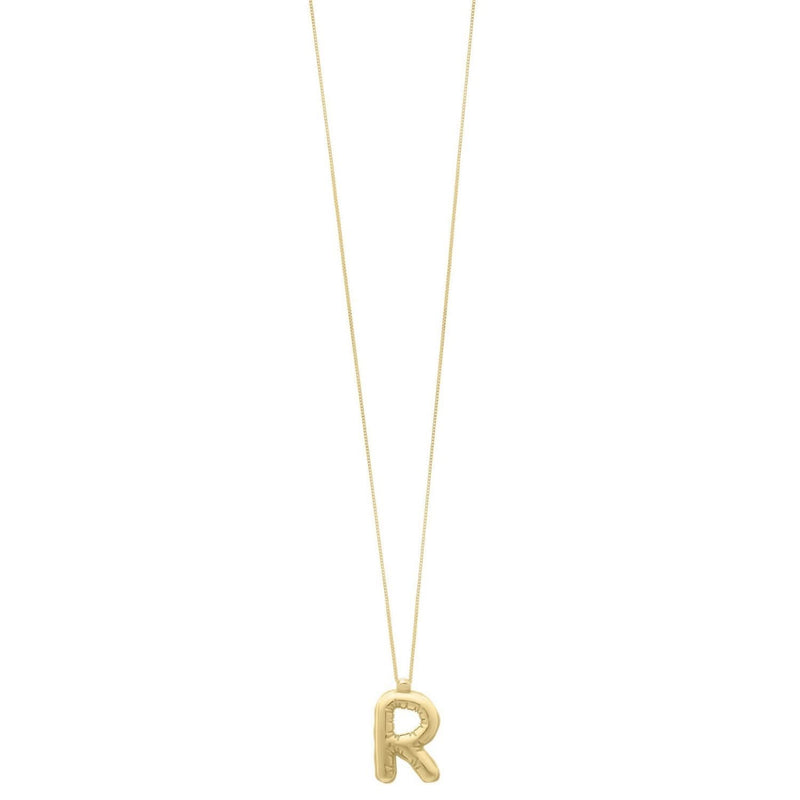 14K Yellow Gold Helium Initial R Pendant 14K yellow gold initial R pendant with cutout letter and top bail