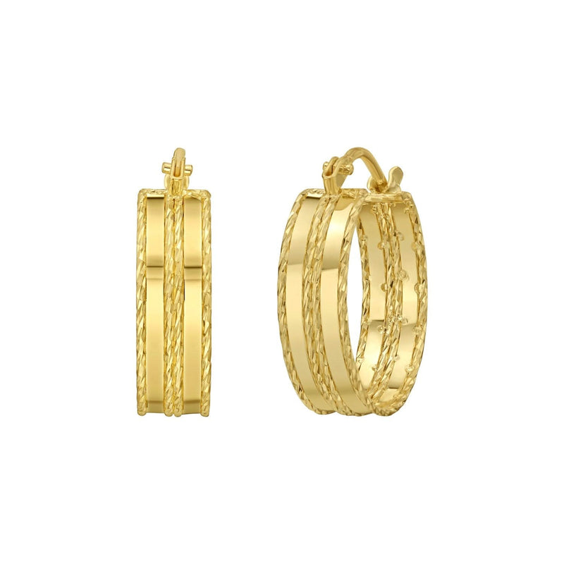 14K Yellow Gold Double Sparkle Spring Hoops Earrings 14K yellow gold double sparkle spring hoop earrings