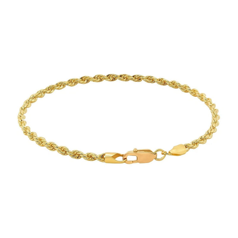 10k Yellow Gold Solid Diamond Cut Rope Bracelet (2.75 mm) Product Image