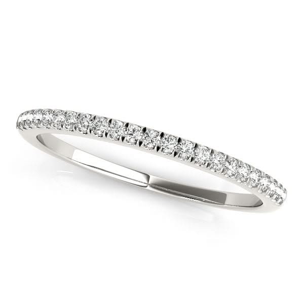 14k White Gold Classic Pave Set Diamond Wedding Band (1/8 cttw) 14K white gold ring with pave-set round diamond stones