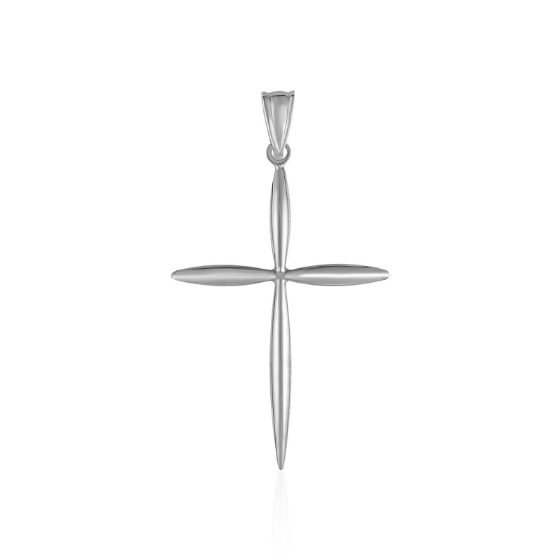 14k White Gold Rounded and Pointed Cross Pendant 14K white gold rounded and pointed cross pendant with polished finish