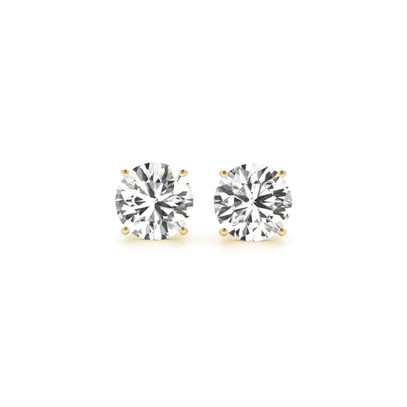 3 cttw Certified IGI Lab Grown Round Diamond Earrings 14k Yellow Gold (G/VS2) 14K yellow gold ring with round diamond stones in a low profile setting