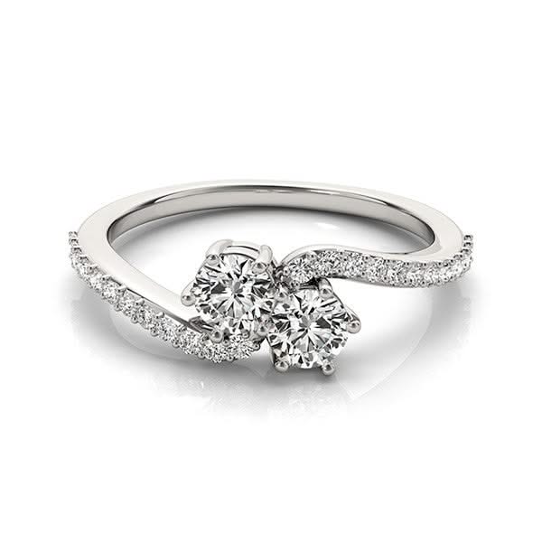 Curved Band Two Stone Diamond Ring in 14k White Gold (3/4 cttw) Product Image