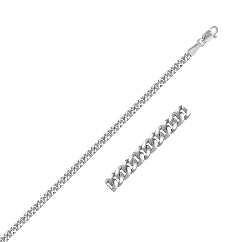 14K White Gold Gourmette Chain (2.80 mm) 14K white gold Gourmette chain with flat twisted curb links, 2.80 mm