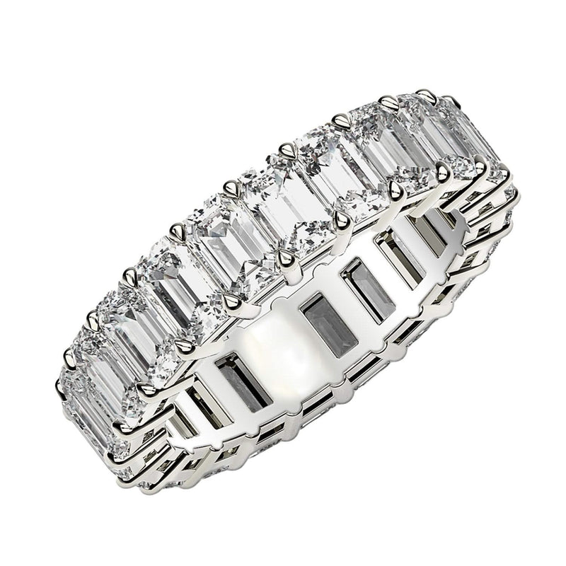 Emerald Cut Lab Grown Diamond Eternity Ring in 14k White Gold (3 cttw FG/VS2) 14K white gold ring with emerald cut diamond stones in eternity setting