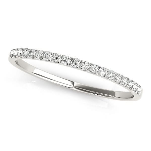 14k White Gold Pave Set Style Round Diamond Wedding Ring (1/8 cttw) 14K white gold ring with round pave diamond stones