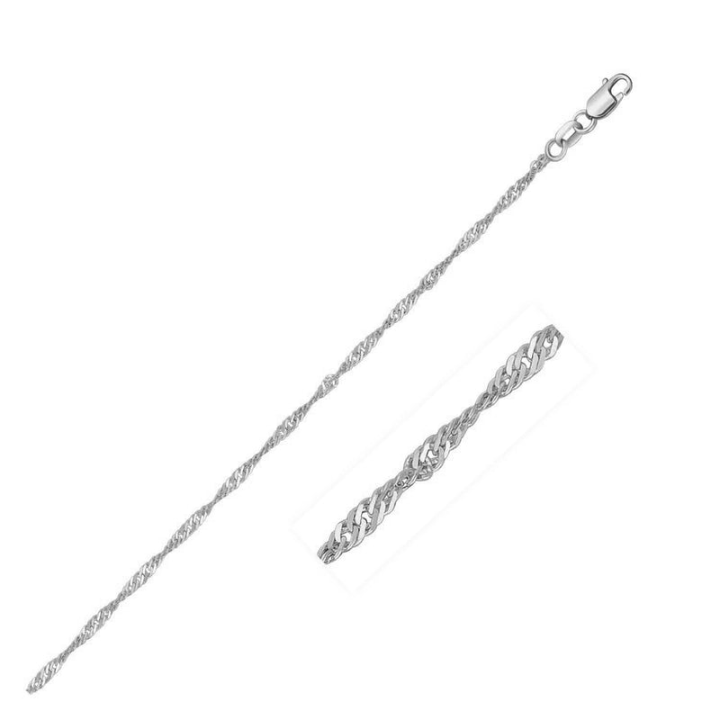 10k White Gold Singapore Chain(1.50 mm) 10K white gold Singapore chain with 1.50 mm twisted link pattern