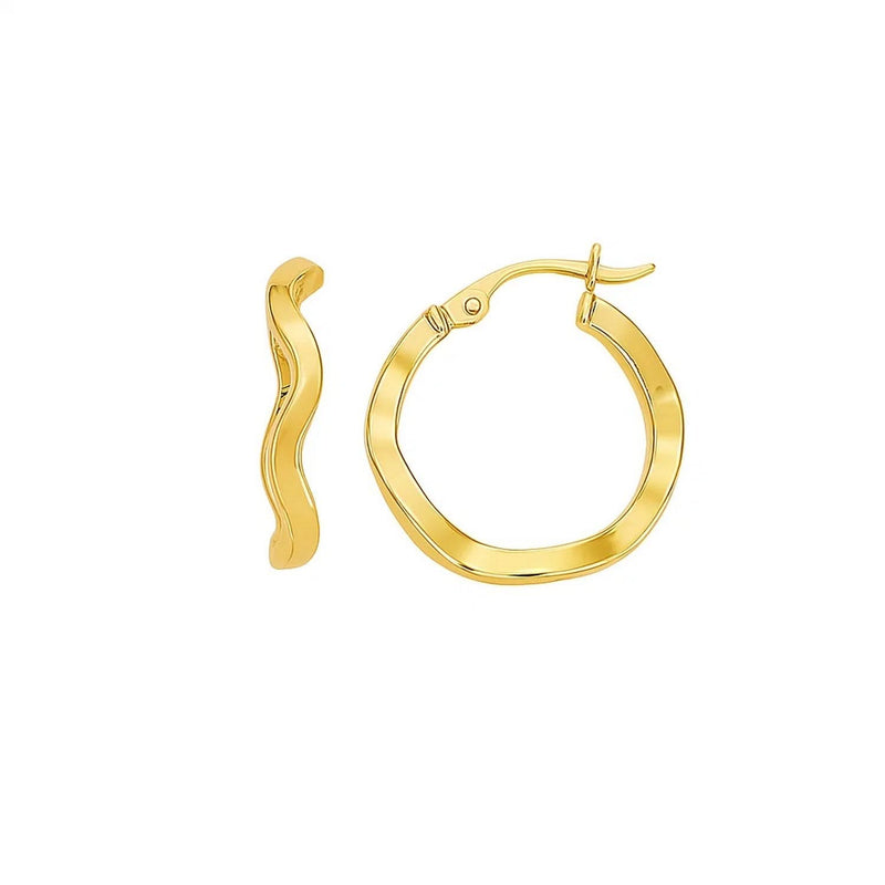 14K Yellow Gold Twist Hoop Earrings 14K yellow gold twist hoop earrings with rope-textured continuous band