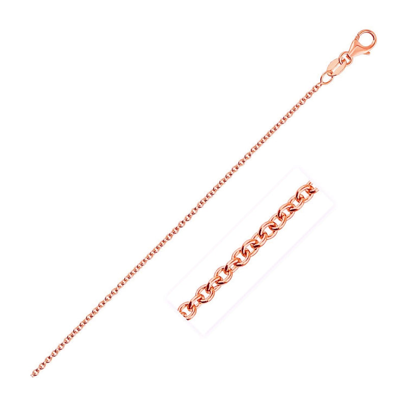 14k Rose Gold Round Cable Link Chain (1.25 mm) 14K rose gold cable link chain with round interlocking links, 1.25 mm