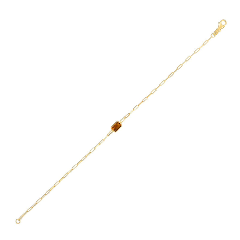 14K Yellow Gold Citrine Paperclip Bracelet (1.50 mm) 14K yellow gold paperclip bracelet with citrine stones