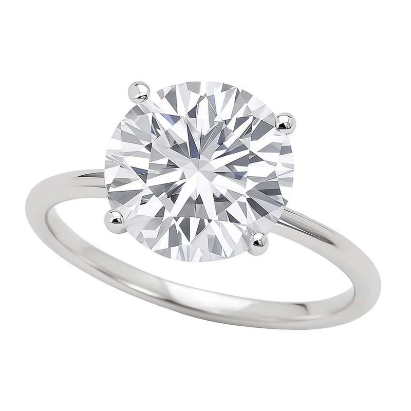 5 Carat Round Lab Grown IGI G/VS1 Diamond Solitaire Ring in 14K White Gold 14K white gold ring with 1 round diamond solitaire stone