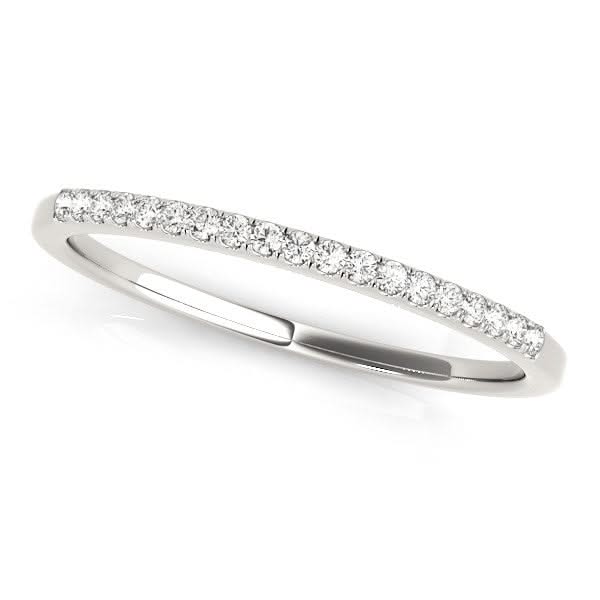 14k White Gold Round Thin Diamond Wedding Band (1/4 cttw) 14K white gold ring with round diamond stones set across the band