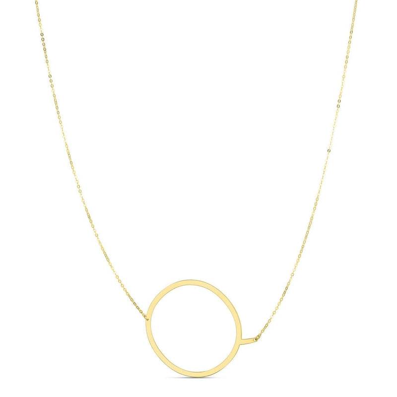 14K Yellow Gold Yours Truly Large Initial Q Necklace 14K yellow gold large initial Q letter pendant necklace with polished face
