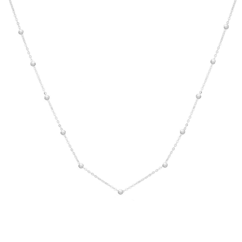 14K White Gold Saturn Bead Chain Necklace 14K white gold Saturn bead chain necklace with round beaded links