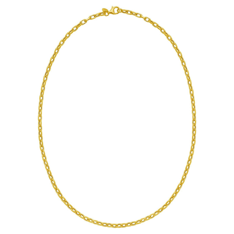 14K Yellow Gold Charm Link Cable Chain Necklace (3.30 mm) 14K yellow gold cable chain necklace with 3.30 mm interlocking links