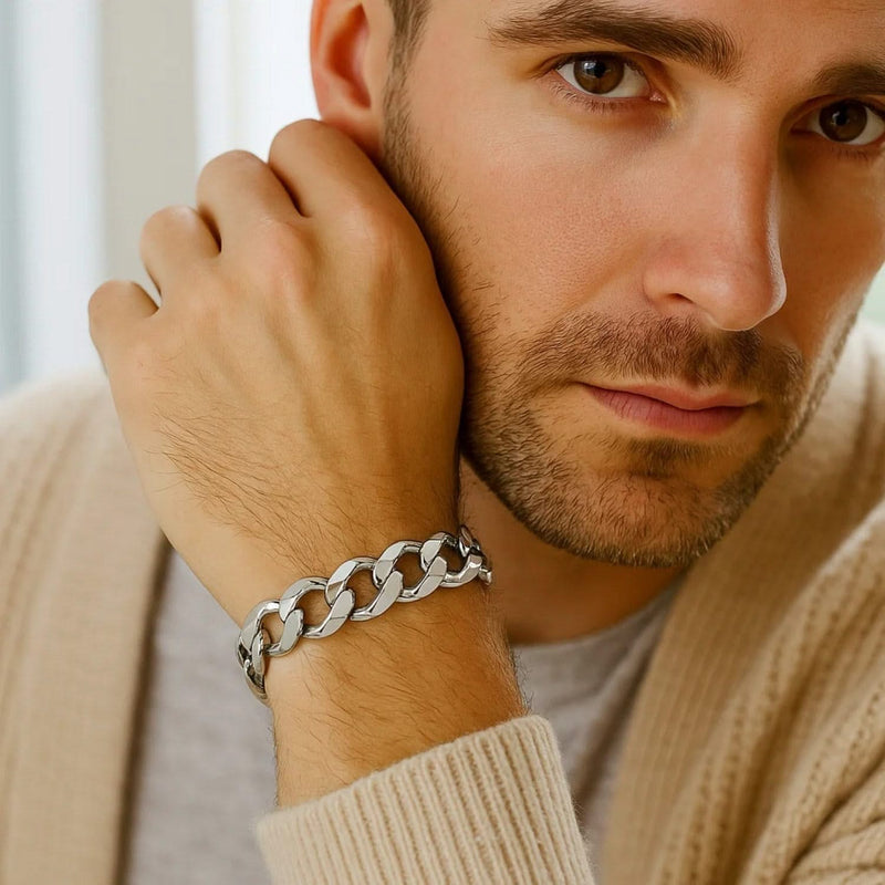 Rhodium Plated Sterling Silver Curb Style Bracelet (11.60 mm) Product Image