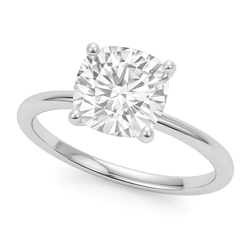 5 Carat Cushion Lab Grown IGI G/VS1 Diamond Solitaire Ring in 14K White Gold 14K white gold ring with cushion diamond solitaire stone