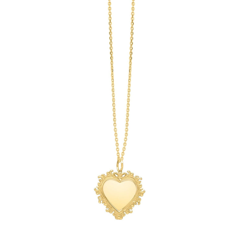 Baroque Heart Necklace in 14K Yellow Gold 14K yellow gold heart pendant necklace with baroque freeform outline