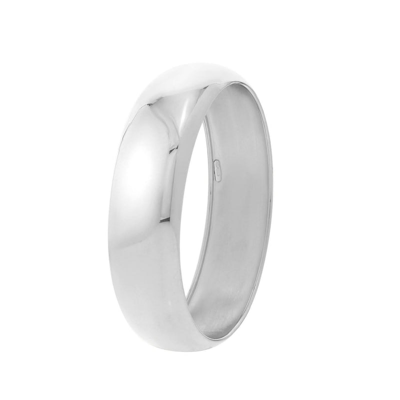 Sterling Silver Rhodium Plated Domed Classic Bangle (18.50 mm) 925 sterling silver rhodium plated domed classic slip-on bangle 18.50 mm