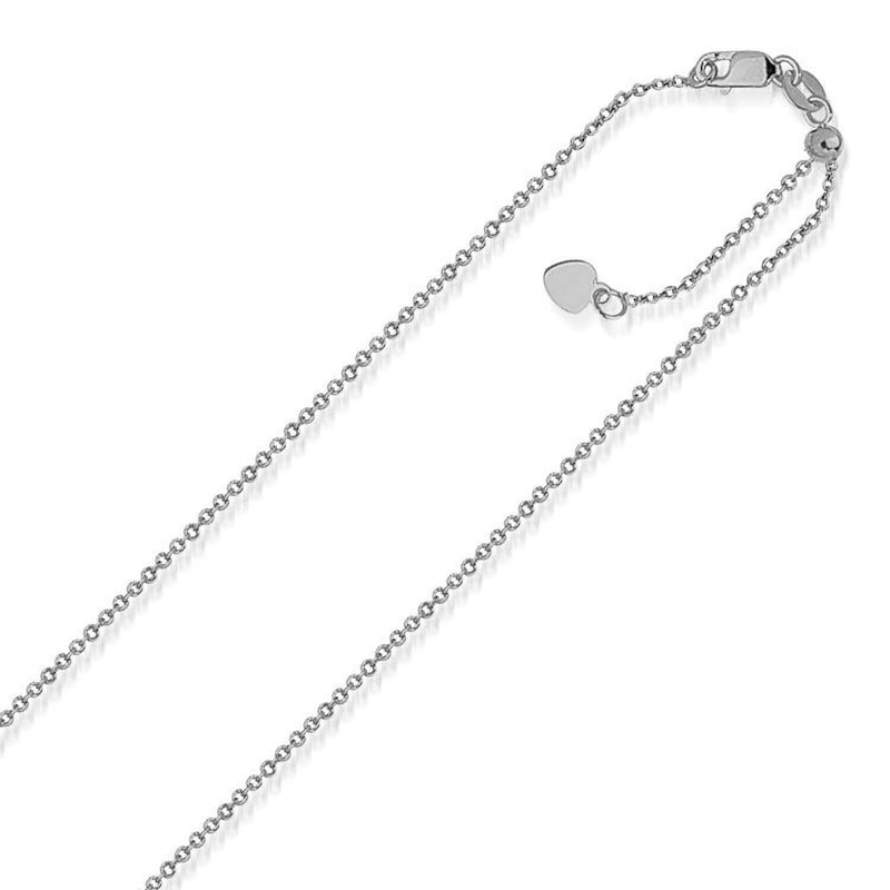 14k White Gold Singapore Style Adjustable Chain (1.40 mm) 14K white gold Singapore style adjustable chain with twisted link pattern