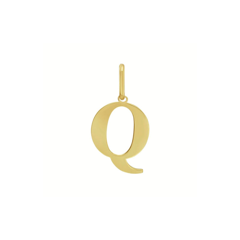 14K Yellow Gold Initial Q Charm Pendant 14K yellow gold initial Q charm pendant with polished single-piece letter