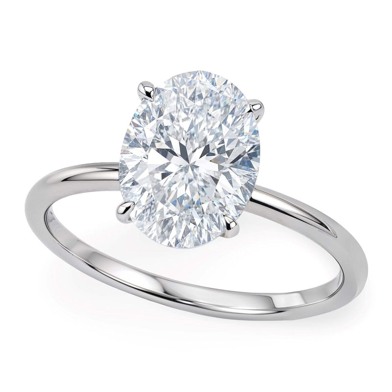 2 Carat Oval Lab Grown IGI G/VS1 Diamond Solitaire Ring in 14K White Gold 14K white gold ring with 1 oval diamond stone in solitaire setting