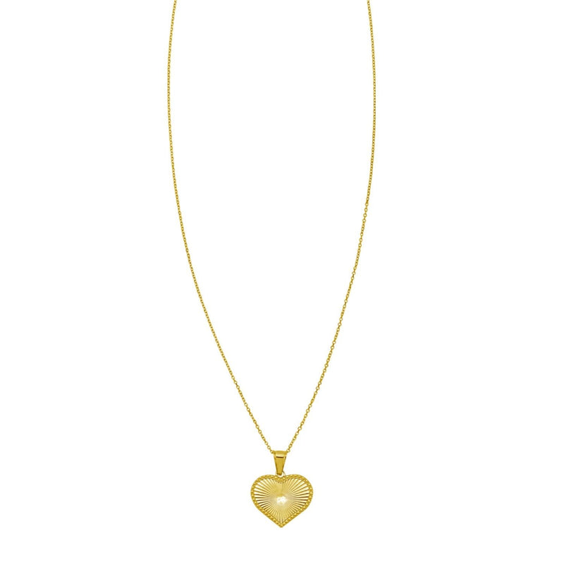 14K Yellow Gold Radiating Heart Necklace 14K yellow gold radiating heart pendant necklace with heart-shaped silhouette