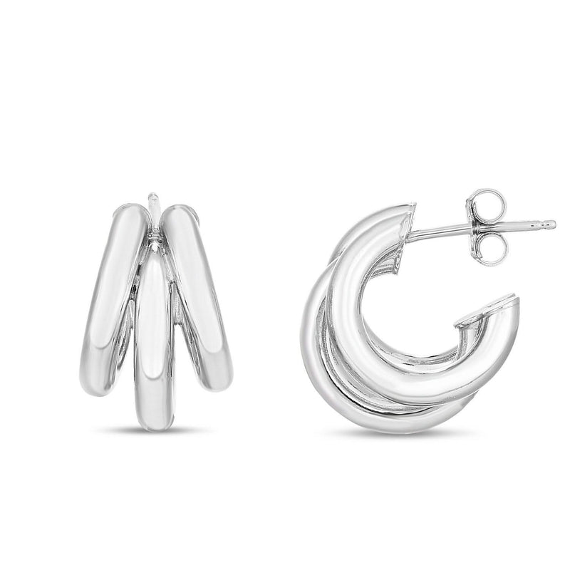 Sterling Silver Triple Barrelled Strand Hoop Earrings Sterling silver 925 triple barrelled strand hoop earrings