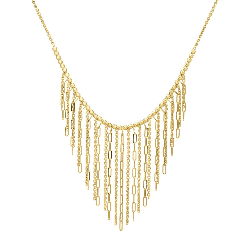 Graduated Fringe Necklace in 14K Yellow Gold 14K yellow gold graduated fringe necklace with draping linked strands