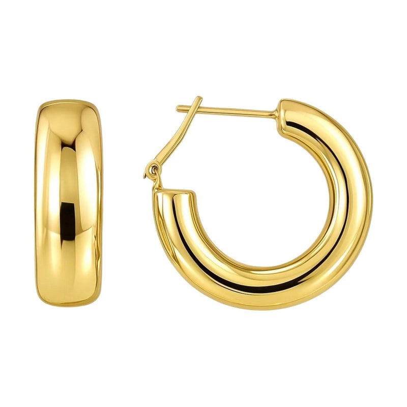 14k Yellow Gold Large Omega C Hoops 14K yellow gold large omega C hoop earrings with polished finish