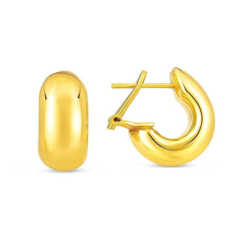 14k Yellow Gold Small Omega C Hoops 14K yellow gold small omega back hoop earrings with polished finish