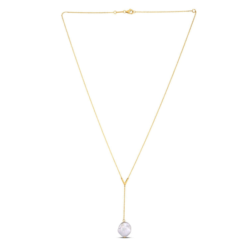 14k Yellow Gold Tesoro Pearl Lariat Necklace 14K yellow gold lariat necklace with pear-shaped pearl drop