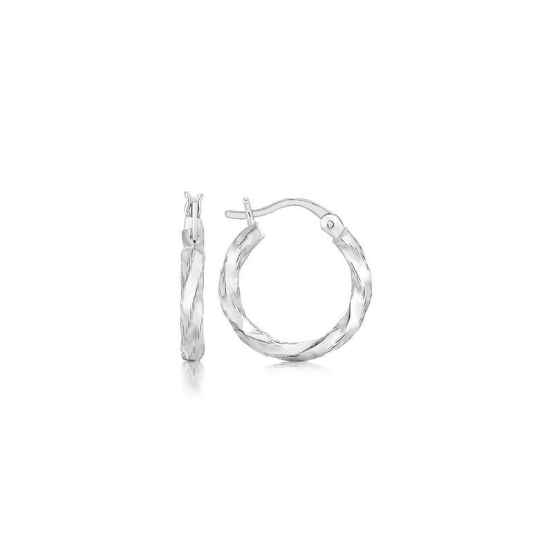 Sterling Silver Polished Twist Design Hoop Earrings 925 sterling silver twist design hoop earrings with polished finish