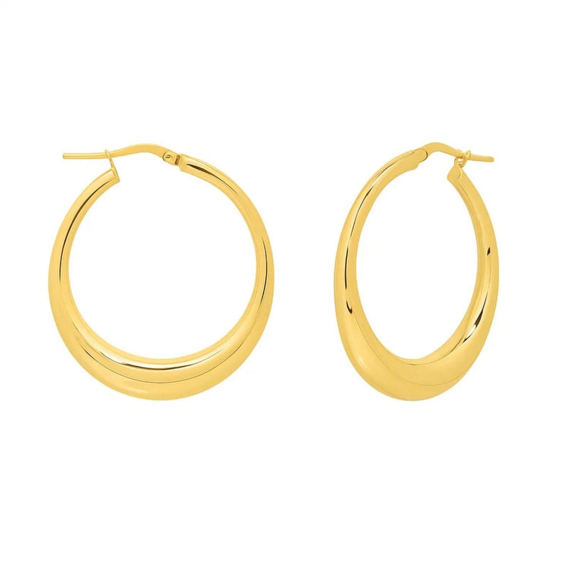 Oval Electroform Hoop Earrings in 14K Yellow Gold 14K yellow gold oval electroform hoop earrings with a lightweight polished profile